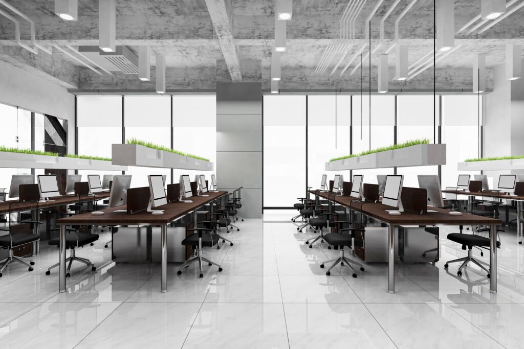 3d rendering business meeting and working room on office building